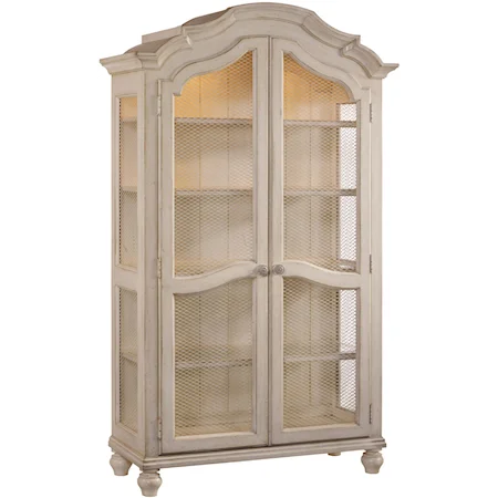 Display Cabinet with Two Chined Wire Doors & Four Adjustable Wood-Framed Glass Shelves